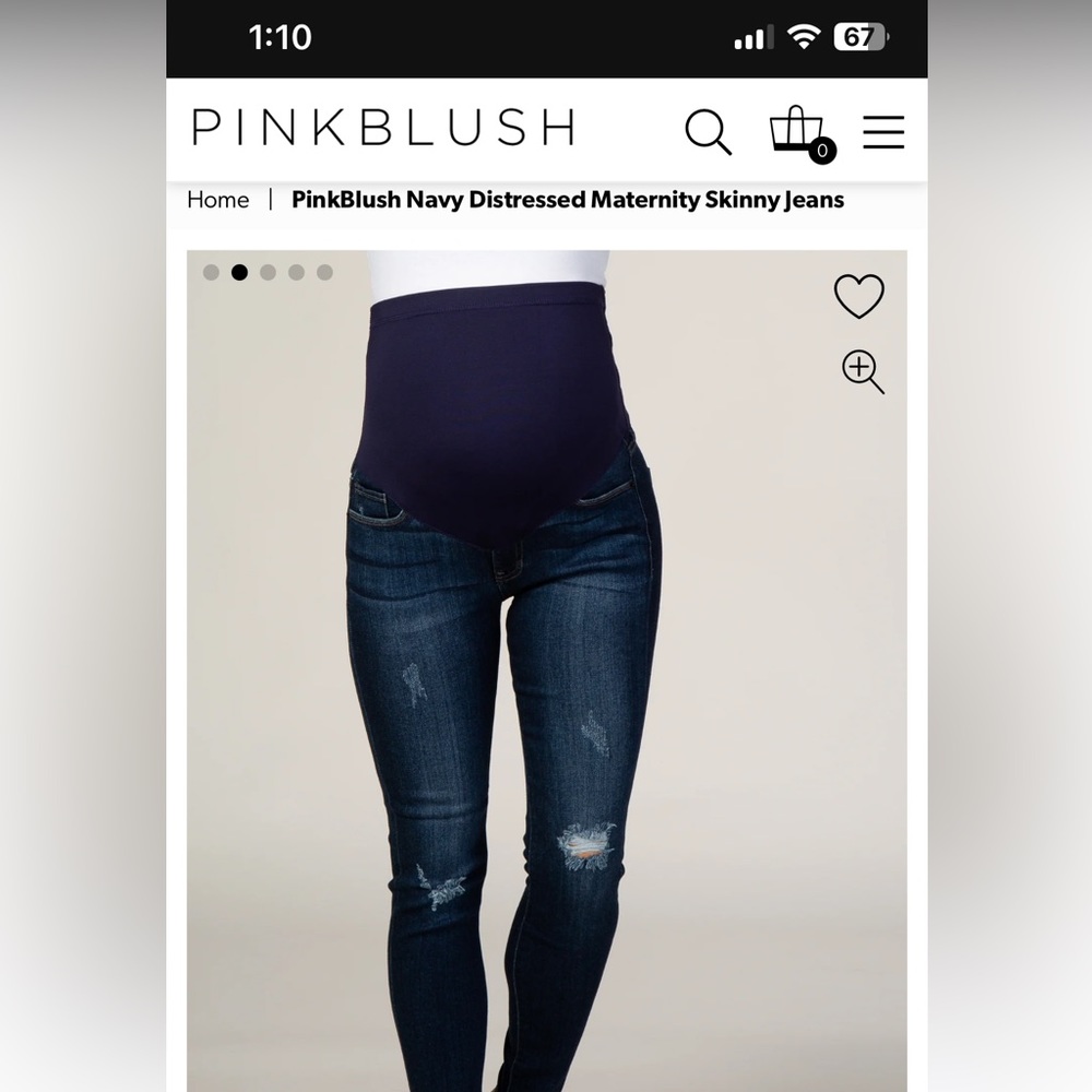 PinkBlush Navy Distressed Skinny Jeans